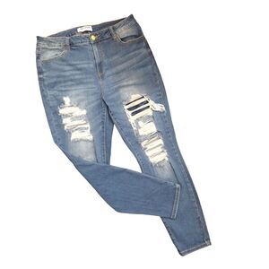 2/$20⚡ Wax Jeans Medium Wash Distressed High Waist Skinny Fit Plus Size 14